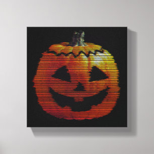 Glitchy TV Pumpkin Canvas Print