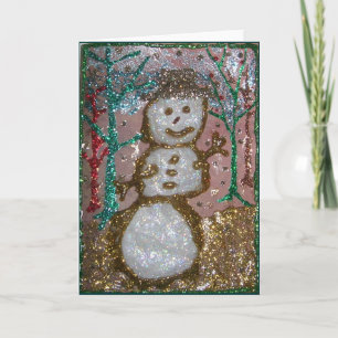 Glitter 3D Snowman Collage Holiday Card