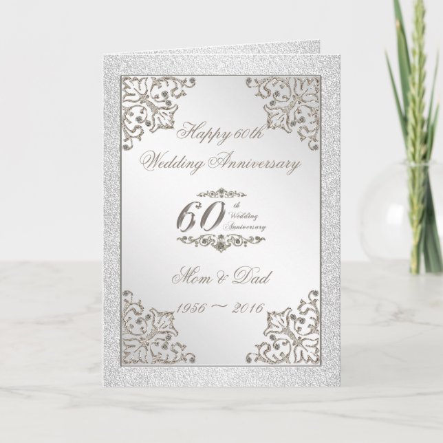 Glitter 60th Diamond Wedding Anniversary Card (Front)