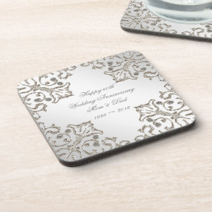 Glitter 60th Diamond Wedding Anniversary Coaster
