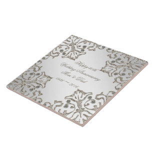 Glitter 60th Diamond Wedding Anniversary Tile