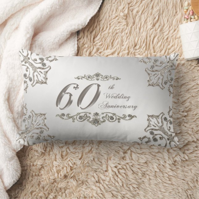 Glitter 60th Wedding Anniversary Lumbar Pillow (Blanket)