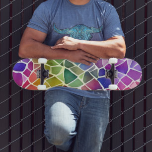 Glitter Abstract Geometric Octagon Skateboard