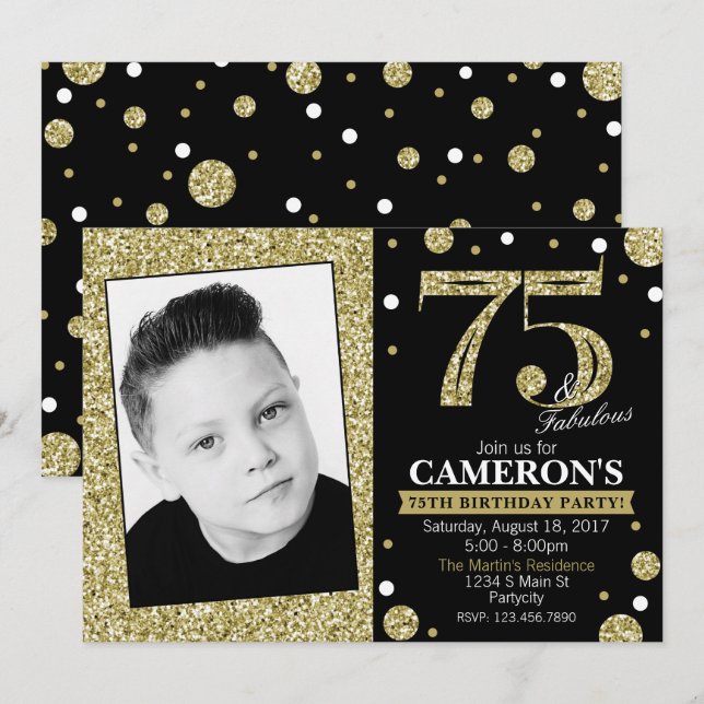 Glitter Adult Milestone Birthday Photo Invitation (Front/Back)