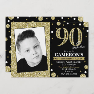 Glitter Adult Milestone Birthday Photo Invitation