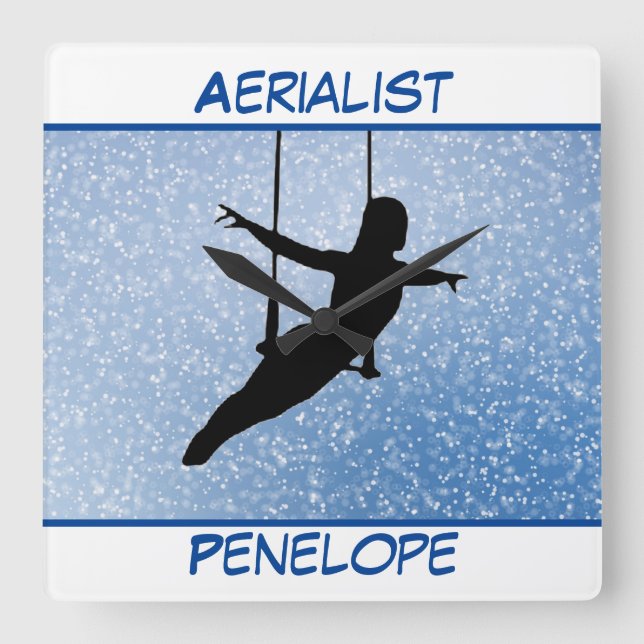 Glitter Aerialist Square Wall Clock (Front)