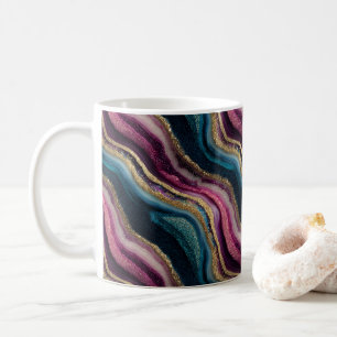 Glitter Agate Pink Cyan Coffee Mug