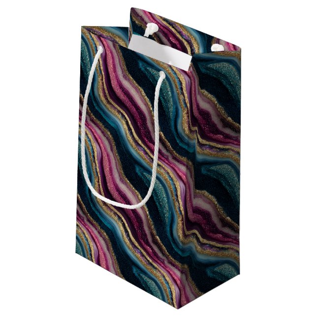 Glitter Agate Pink Cyan Gift Bag (Back Angled)
