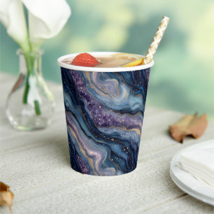 Glitter Agate Purple Blue Paper Cups