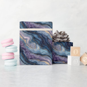 Glitter Agate Purple Blue Wrapping Paper Roll