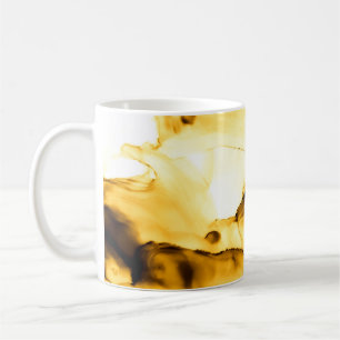 Glitter Alcohol Ink Art.  Japanese Ink Style. Beig Coffee Mug