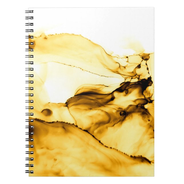 Glitter Alcohol Ink Art.  Japanese Ink Style. Beig Notebook (Front)