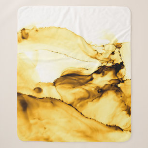 Glitter Alcohol Ink Art.  Japanese Ink Style. Beig Sherpa Blanket
