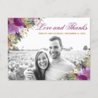 Glitter Amethyst Purple Photo Thank You Postcard