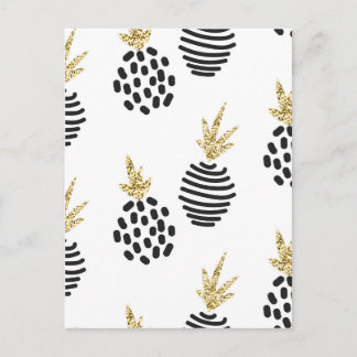 Glitter and black abstract pineapples. postcard