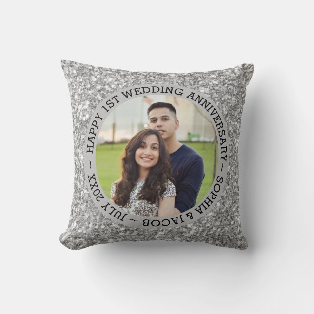 Glitter And Custom Photo Cushion (Front)