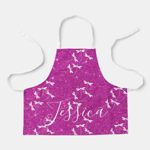Glitter and dragonflies personalised apron