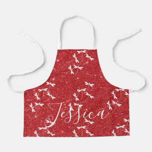 Glitter and dragonflies personalised apron