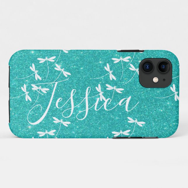 Glitter and dragonflies personalised  Case-Mate iP iPhone Case (Back (Horizontal))
