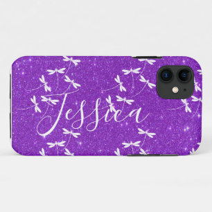 Glitter and dragonflies personalised Case-Mate iP iPhone Case