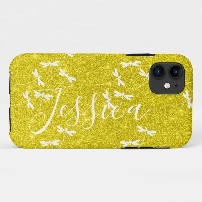 Glitter and dragonflies personalised  Case-Mate iP iPhone Case (Back (Horizontal))