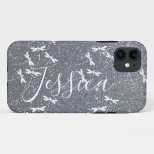 Glitter and dragonflies personalised  Case-Mate iP iPhone Case