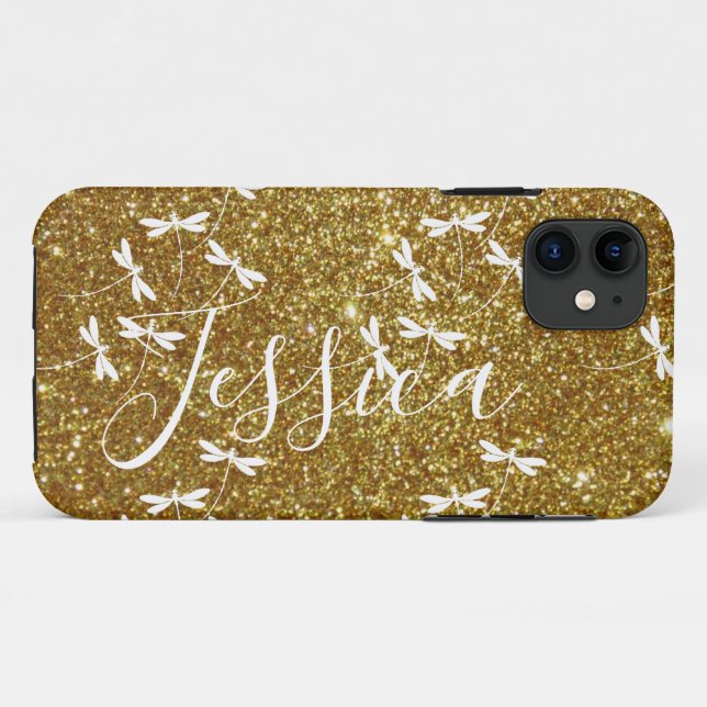 Glitter and dragonflies personalised  Case-Mate iP iPhone Case (Back (Horizontal))