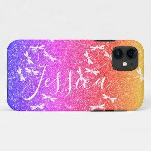 Glitter and dragonflies personalised Case-Mate iP iPhone Case