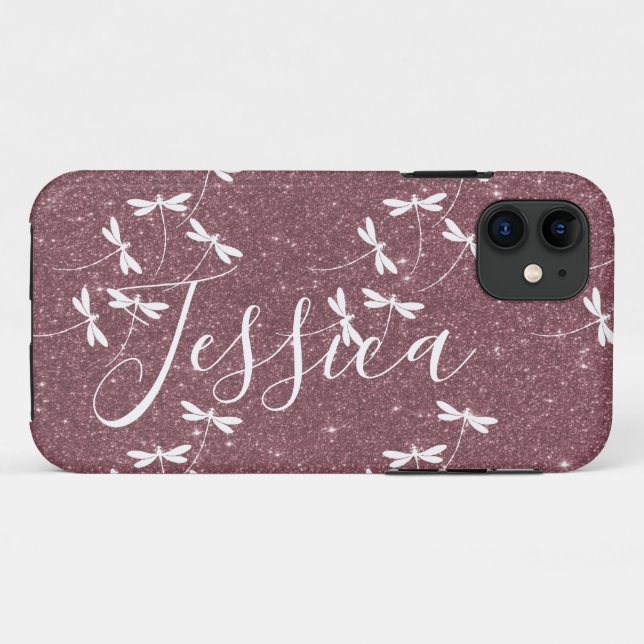 Glitter and dragonflies personalised  Case-Mate iPhone case (Back (Horizontal))
