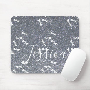 Glitter and dragonflies personalised  mouse pad