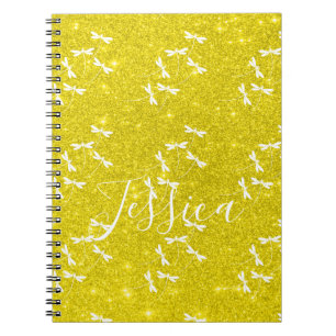 Glitter and dragonflies personalised  notebook