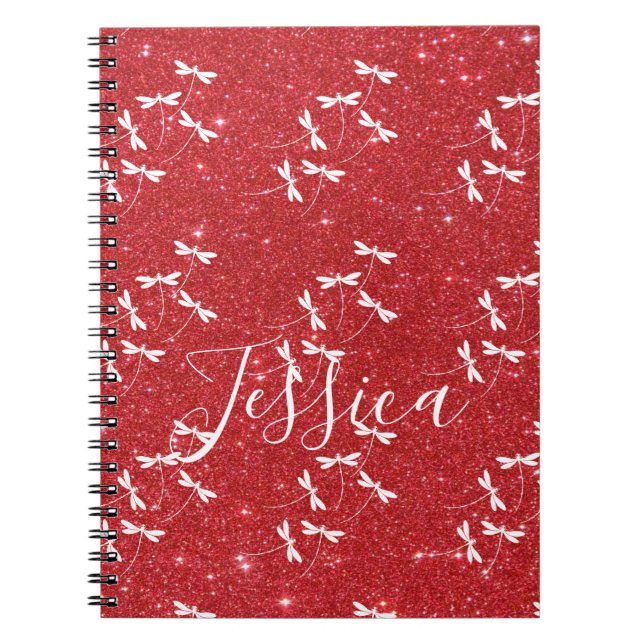 Glitter and dragonflies personalised  notebook (Front)