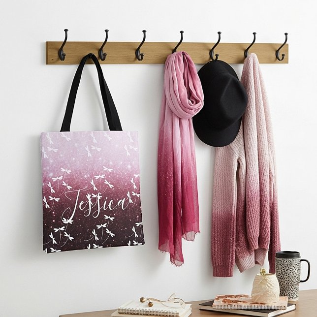 Glitter and dragonflies personalised  tote bag (Creator Uploaded)