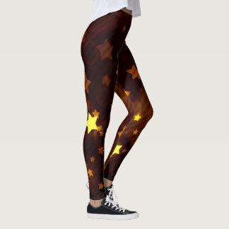 Glitter and Glow Sable and Gold Stars Leggings