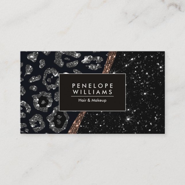 Glitter and Leopard Print Business Card (Front)