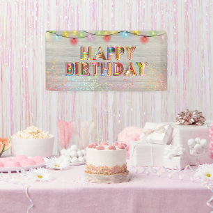 Glitter and Lights Happy Birthday Banner