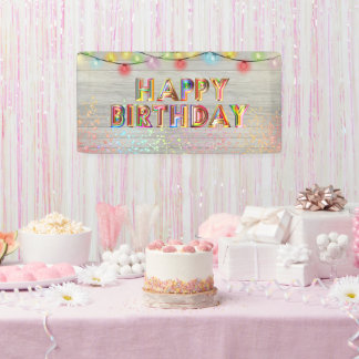 Glitter and Lights Happy Birthday Banner