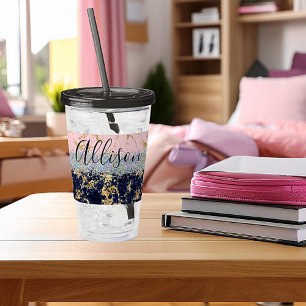 Glitter and marble personalised acrylic tumbler
