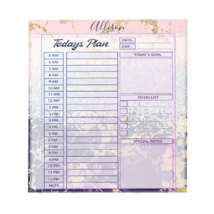 Glitter and marble personalised day planner notepad