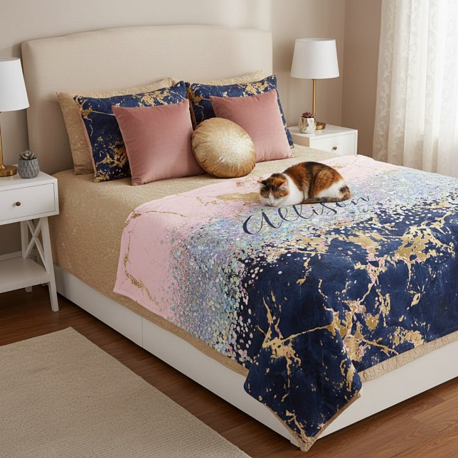 Glitter and marble personalised  fleece blanket (Creator Uploaded)