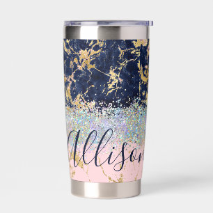 Glitter and marble personalised   insulated tumbler