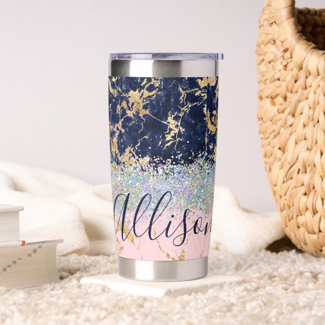 Glitter and marble personalised   insulated tumbler (Living Room)
