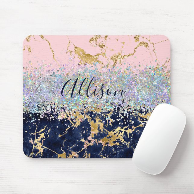 Glitter and marble personalised  mouse pad (With Mouse)
