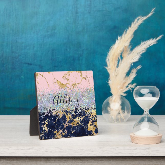 Glitter and marble personalised  plaque (Insitu)