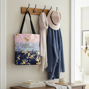 Glitter and marble personalised  tote bag