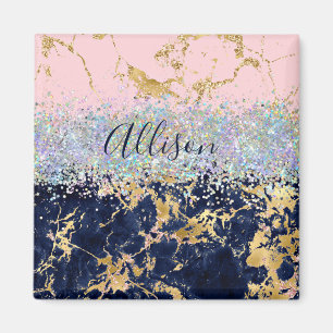 Glitter and marble personalized  magnet