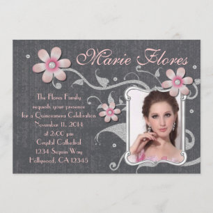Glitter and Rhinestone Quinceanera Invitation