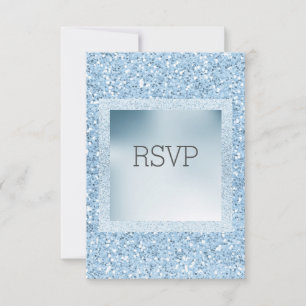 Glitter and Shimmer Response RSVP card New BLUE