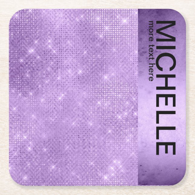 Glitter and Shine Name Violet ID673 Square Paper Coaster (Front)