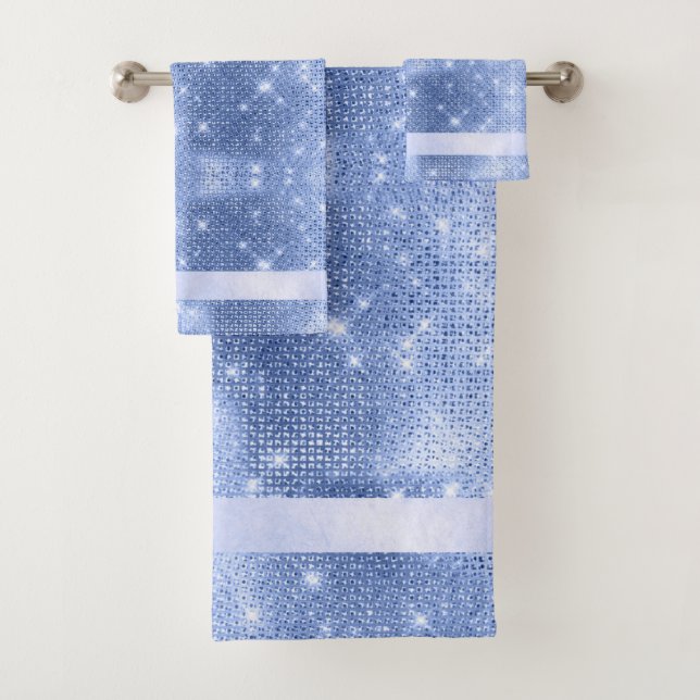 Glitter and Shine Pattern Blue ID671 Bath Towel Set (Insitu)